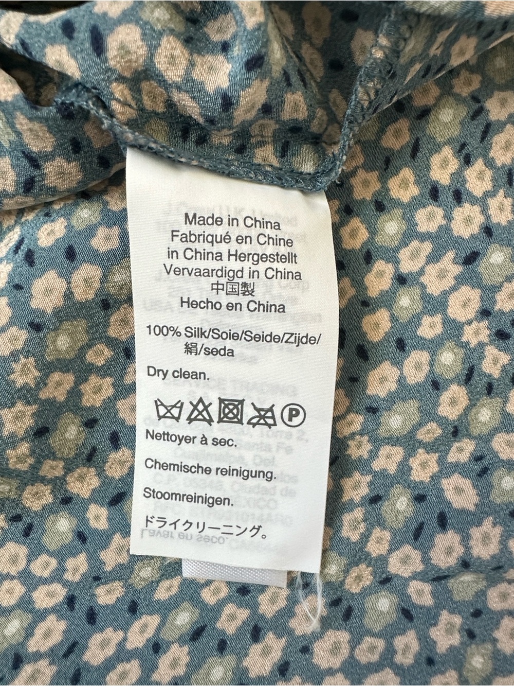 Madewell 100% Silk Ruffle Neck Boho Poet Sleeve Blouse in Ditsy Blue Floral L - Picture 4 of 11